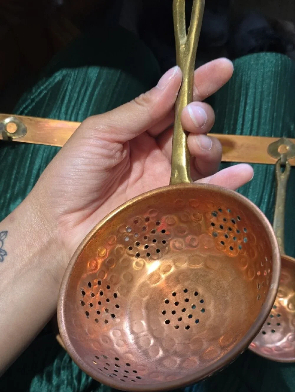 Vintage Copper Hanging Strainer Spoon Set – 3-Piece